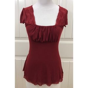 Sweet Pea Burgundy Lace Blouse